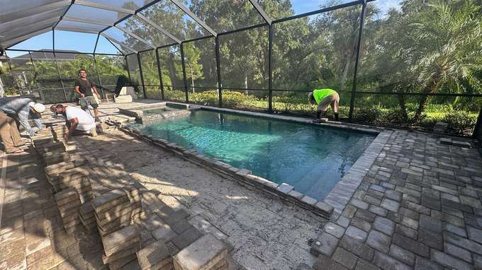 Pool deck remodel in progress - Paver Design Center, Sarasota FL