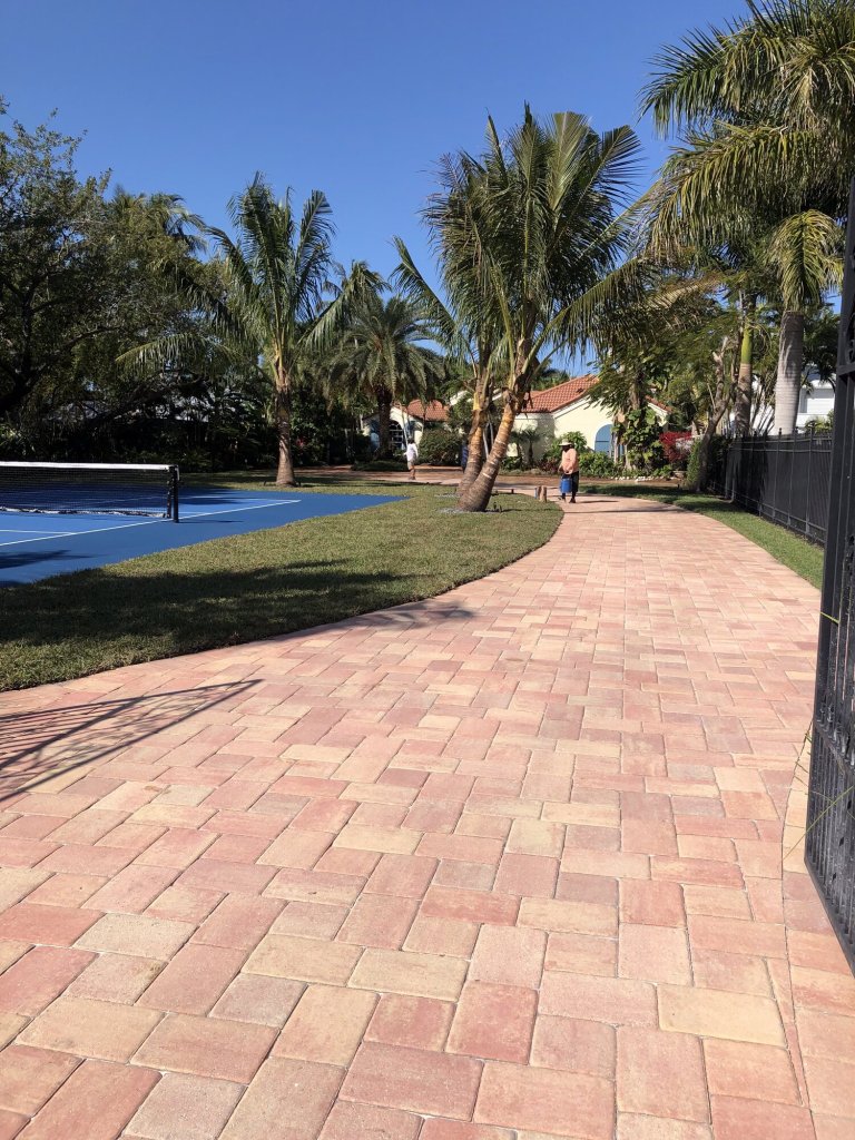 Before: faded pavers ready for clean & seal - Paver Design Center, Sarasota FL