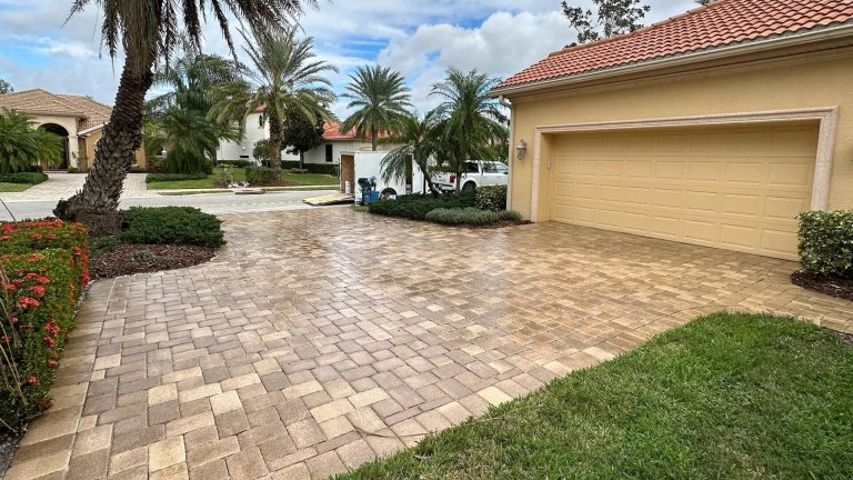 Driveway clean & seal - Paver Design Center, Sarasota FL