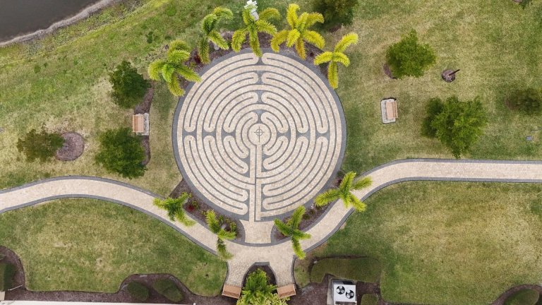 Custom paver labyrinth installation - Paver Design Center, Sarasota FL