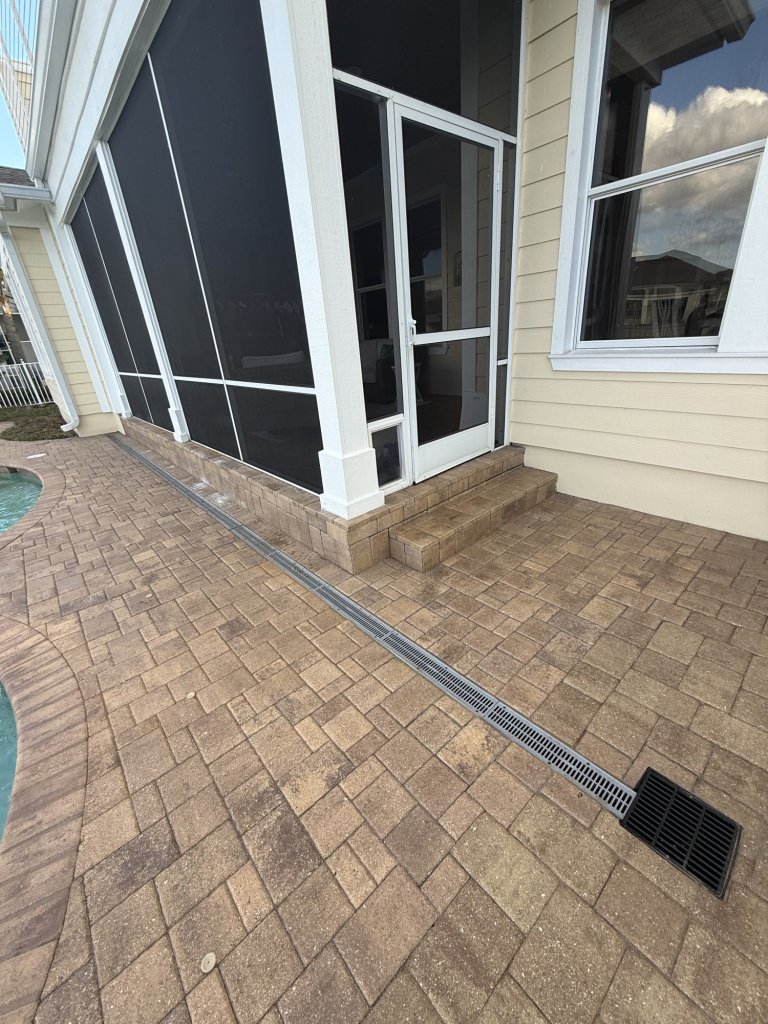 Pool deck pavers with new drainage - Paver Design Center, Sarasota FL